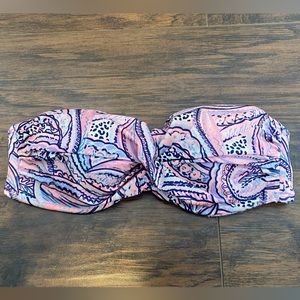 Victoria’s Secret Strapless “Blue Pink Paisley” Push Up Bombshell Bikini Top 32C
